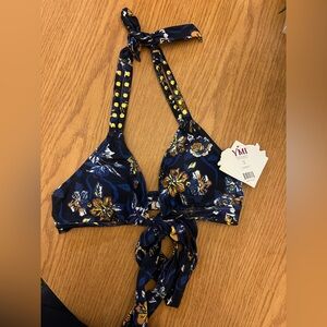 YMI Navy Floral Bikini Top